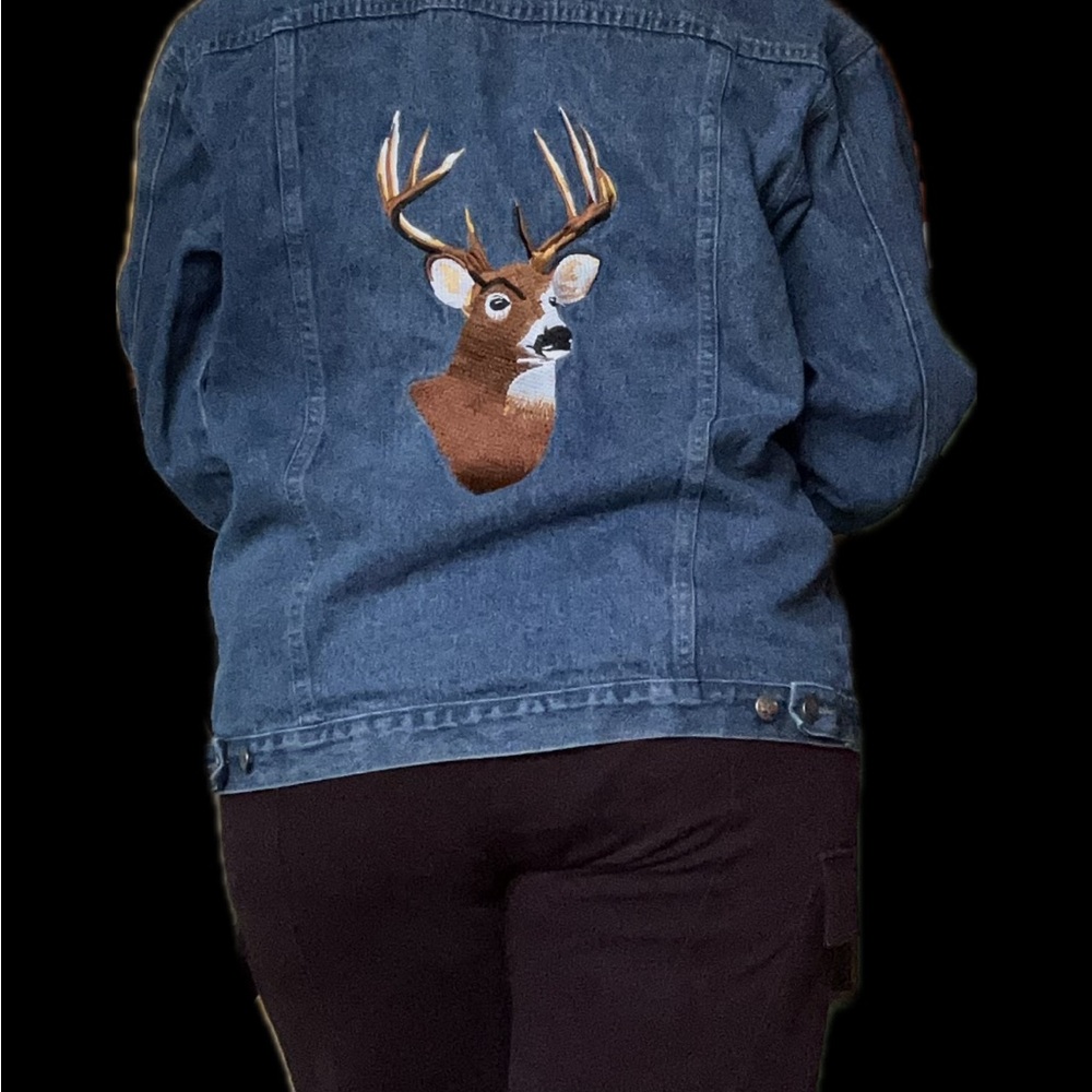 Unisex Denim Jacket with Deer Embroidery